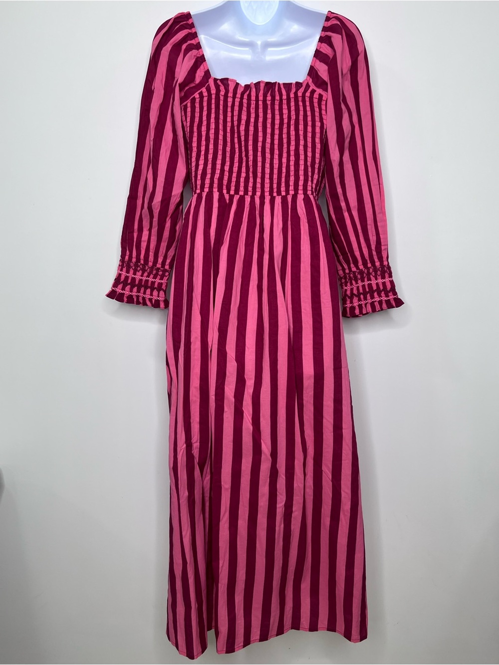 Pink City Prints Burgundy Stripe Florence Dress - Picture 3 of 6